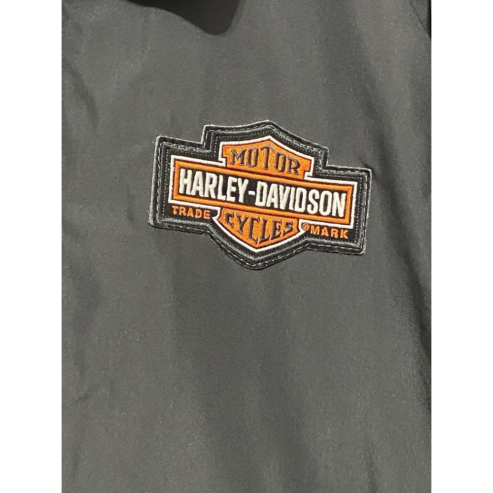 Devon & Jones Harley-Davidson Black Embroidered Patch Jacket XL Plaid Lined
